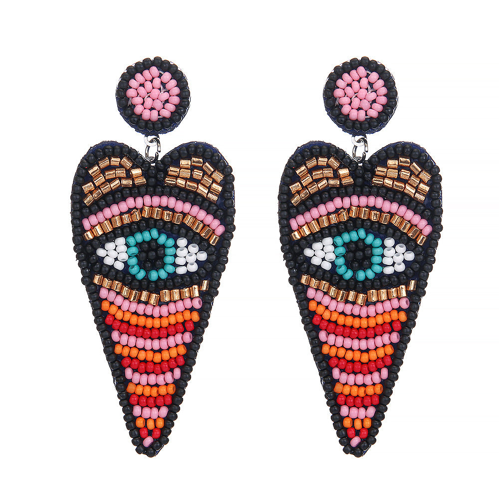 Women Fashion Exaggerated Boho Devil'S Eye Bead Earrings