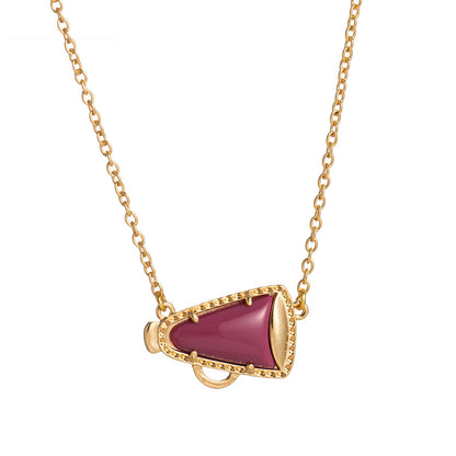 Collar sencillo de cuerno con gotero de aceite para mujer, con colgante geométrico de nácar.