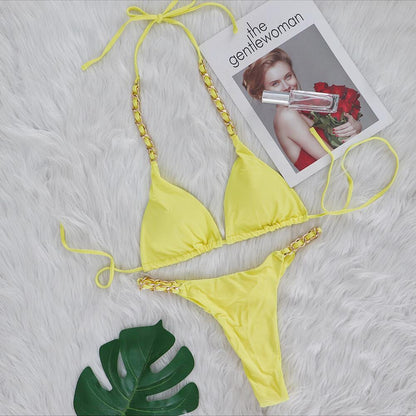 Traje de baño de bikini de tanga sexy para mujer - Tejido de nailon