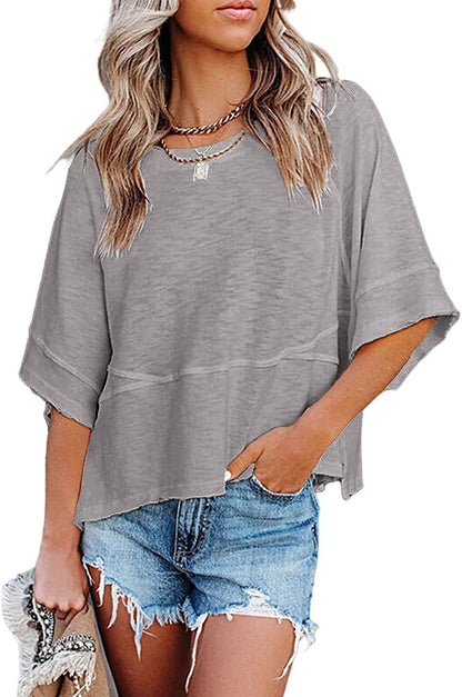 Casual Round Neck Blank T-Shirt for Women in Solid Colors