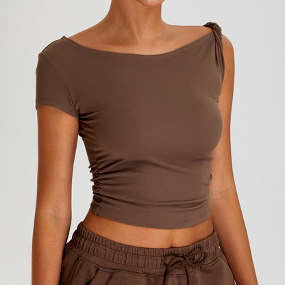 Women Fashion Casual Solid Color Irregular T-Shirt