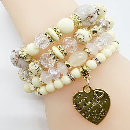 Women Retro Bohemian Heart Pendant Bracelet