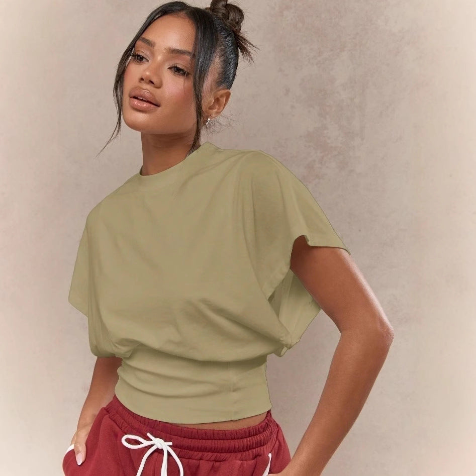 Women Fashion Casual Solid Color Short-Sleeve T-Shirt