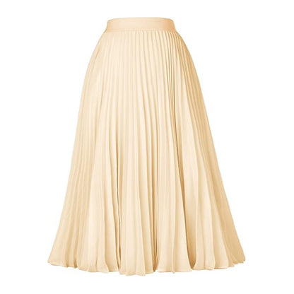 Falda plisada de cintura alta de color sólido informal de moda para mujer