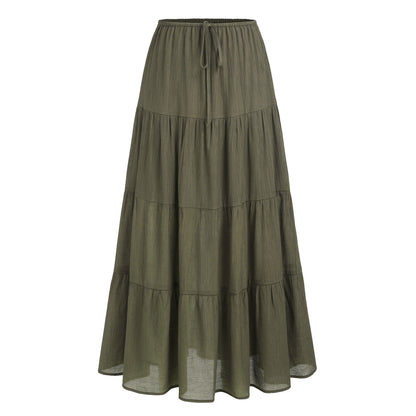 Women Fashion Solid Color Printed High Waist Skirt