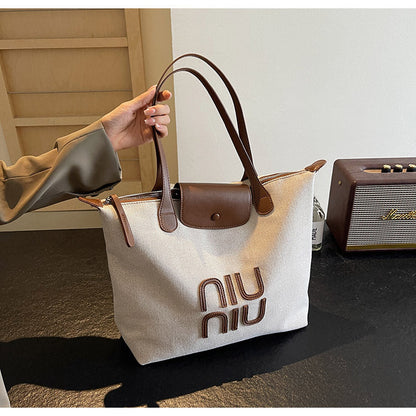 Bolso de mano de lona con letras informales de moda de verano para mujer
