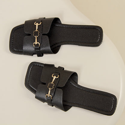Chaussons carrés plats grande taille tendance - Chaussures confortables à enfiler pour femmes
