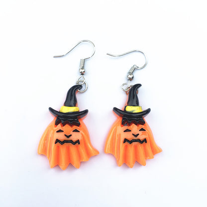 Pendientes colgantes de Halloween para mujer, divertidos, con esqueleto, fantasma, calabaza, gato y búho