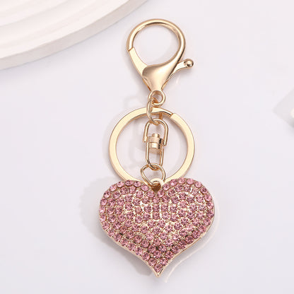 Llavero con colgante de corazón de diamantes de imitación para mujer