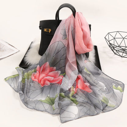 Elegante bufanda larga con estampado de flores para mujer