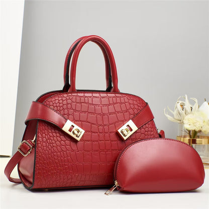 Women Fashion Classic Crocodile Handbag Set