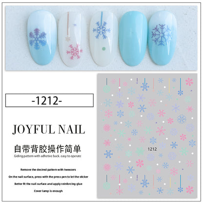 Autocollant pour nail art DIY motif flocon de neige, élan et clochette de Noël