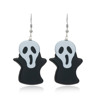 Pendientes de calavera de calabaza con diseño de Halloween para mujer