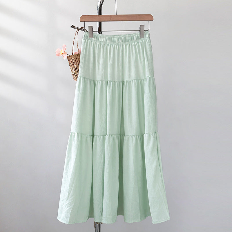 Women Basic Solid Color Long Skirt