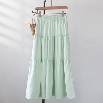 Women Basic Solid Color Long Skirt