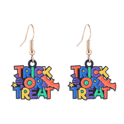 Halloween Women Horror Skull Spider Pumpkin Alloy Earrings