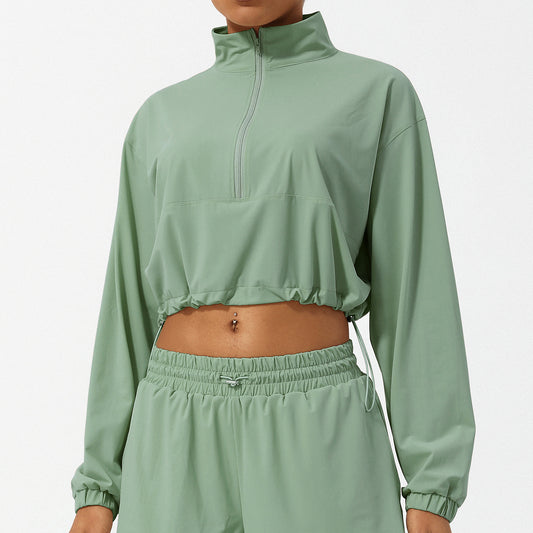Women Fashion Casual Half Zipper High Collar Yoga Jacket