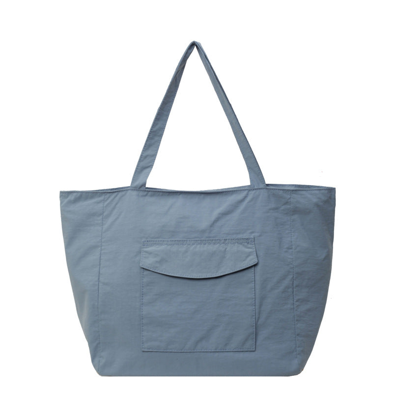 Bolso tote de nailon de gran capacidad, sencillo y de color sólido para mujer