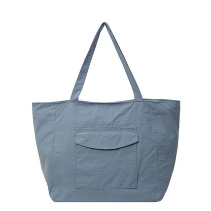Bolso tote de nailon de gran capacidad, sencillo y de color sólido para mujer