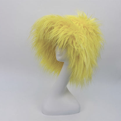 Chapeau de paille en fausse fourrure pour femme, couleurs unies