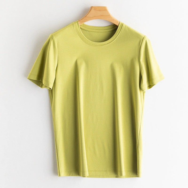 Casual Solid Color Round Neck Short Sleeve Blank T-Shirt
