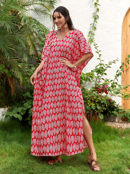 Blusa de playa bohemia con cuello en V para mujer