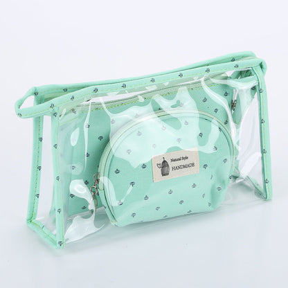 Bolsa de cosméticos transparente de viaje 3 en 1
