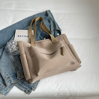Women Casual Solid Color Large Capacity Tote Bag