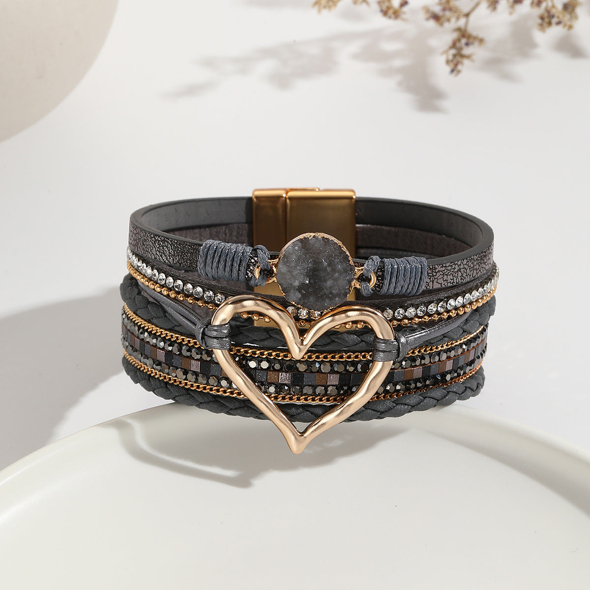 Bohemian Multi-Layer Heart-Shaped Wrap Bracelet