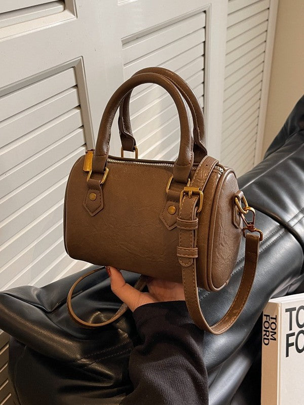 Women Round Boston Design Retro Handbag