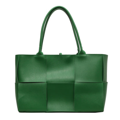 Bolso tote grande retro de PU tejido para mujer