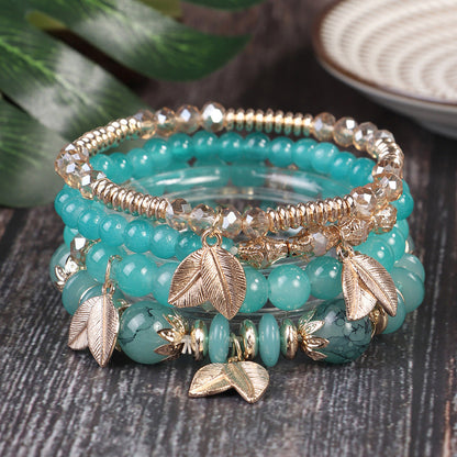 Conjunto de pulseras multicapa con cuentas bohemias