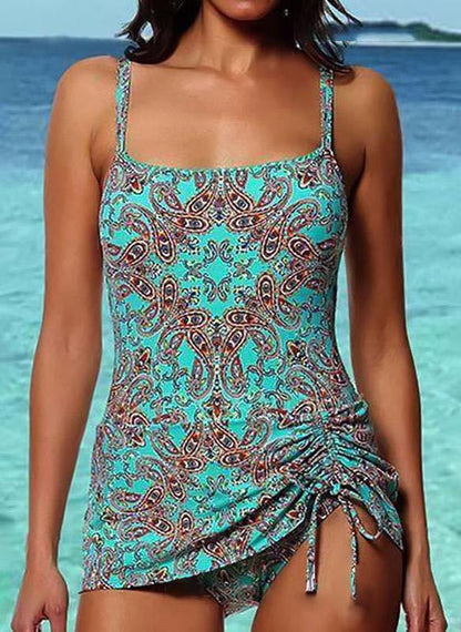 Casual Women Summer Vacation Graphic Swimsuit