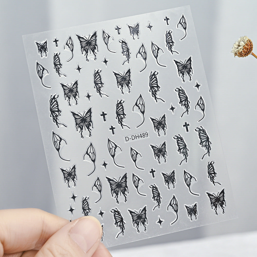 Laser Gold And Silver Gothic Liquid Butterfly Nail Art Sticker
