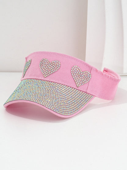 Gorra de béisbol para pareja con diamantes de imitación en forma de corazón