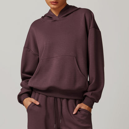Sudadera con capucha de manga larga de color liso informal a la moda para mujer