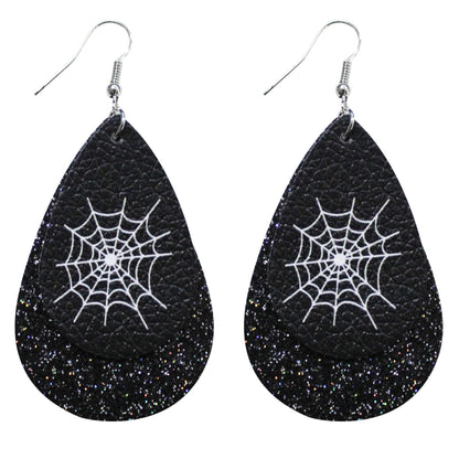 Pendientes de calavera con purpurina para Halloween para mujer