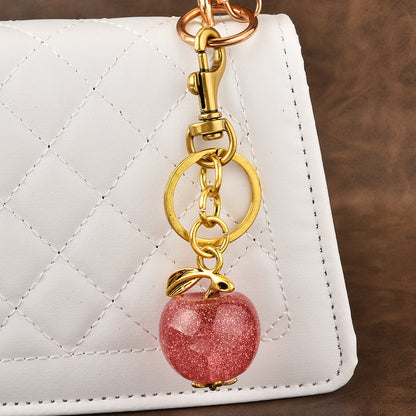 Llavero sencillo de manzana con colgante de aleación de zinc para bolso, estilo del sudeste asiático.