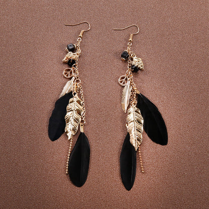 Bohemian Ethnic Style Retro Tassel Feather Earrings