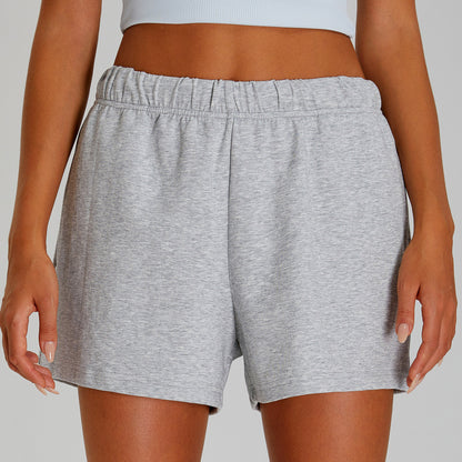 Pantalones cortos casuales de cintura alta de color sólido a la moda para mujer