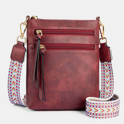 Women Multi-Zipper Pocket Vertical Crossbody Bag