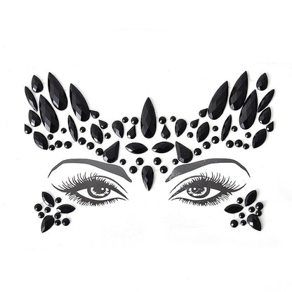Autocollant décoratif en résine et strass pour visage de carnaval d'Halloween