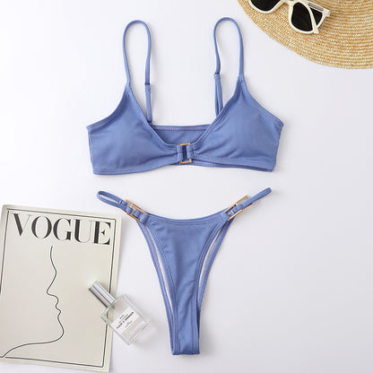 Bikini sexy de couleur unie pour femme