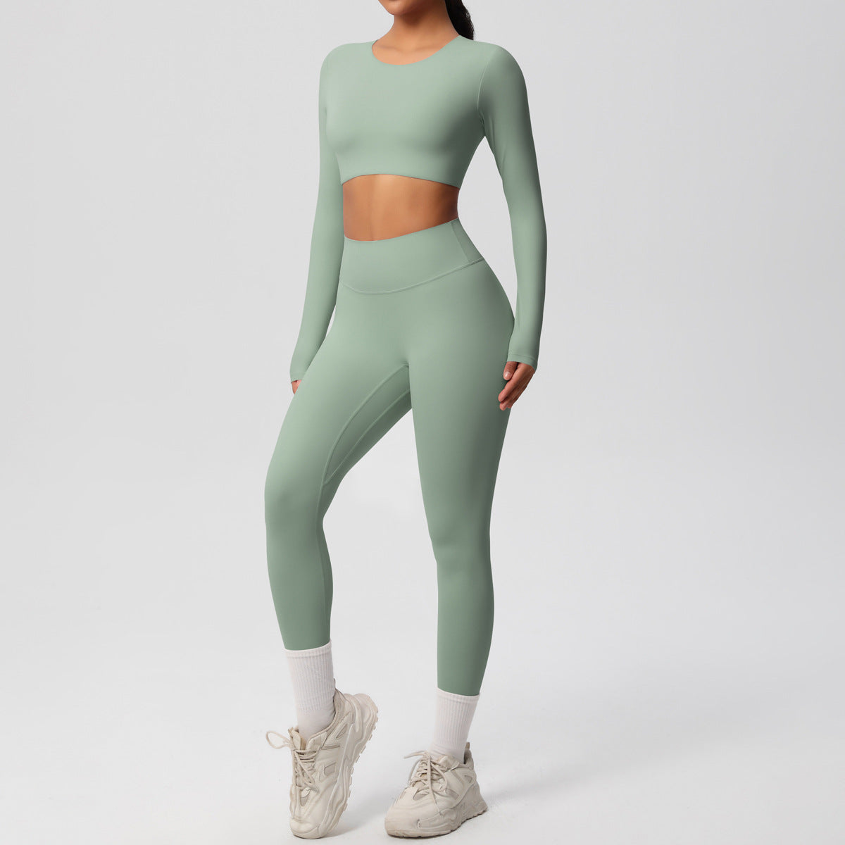 Women Yoga Solid Color Sports Two-Piece Set