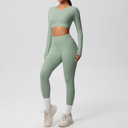 Women Yoga Solid Color Sports Two-Piece Set