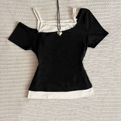 Camiseta de manga corta con estampado gótico de moda de verano para mujer