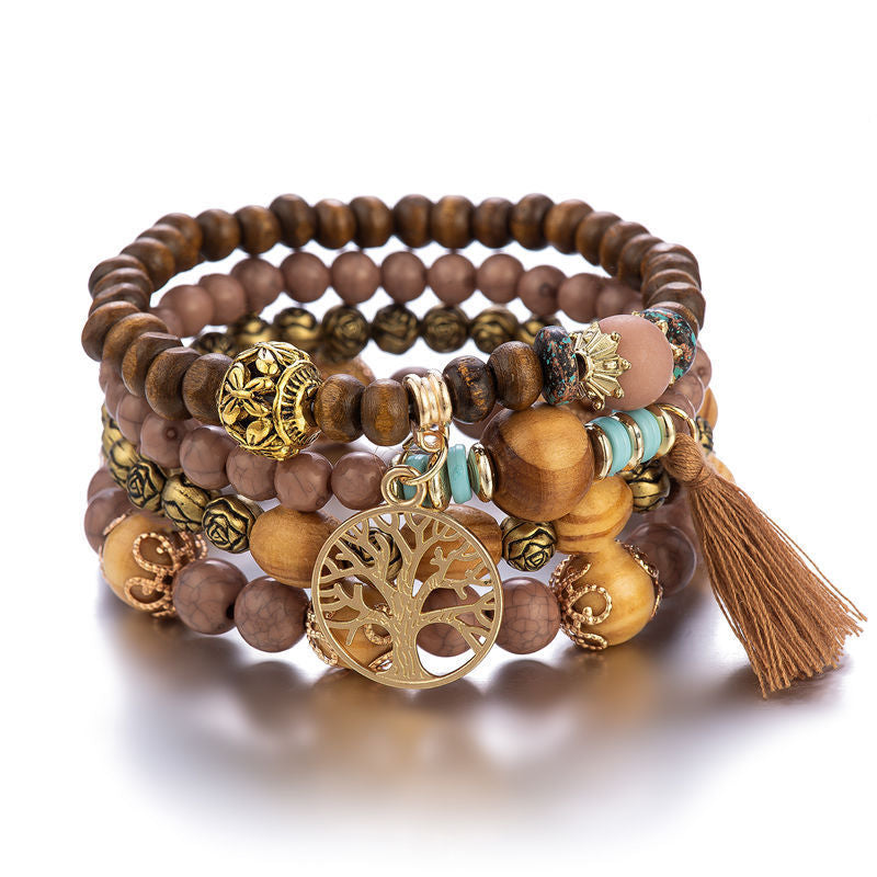 Bohemian Style Multi-Layer Wooden Beaded Bracelet