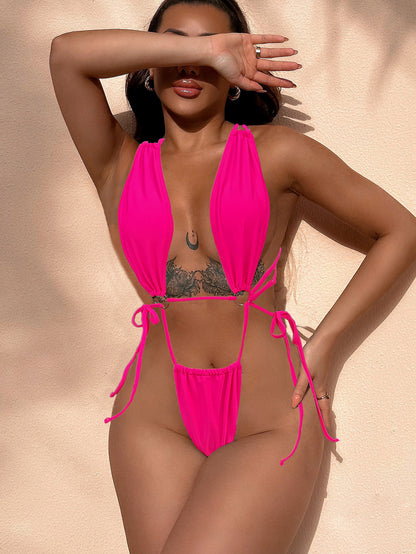 Solid Color Sexy Women Summer Vacation Swimsuit