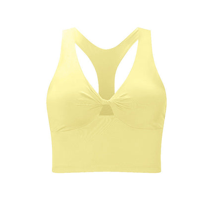Soutien-gorge de sport et de yoga à fronces de couleur unie pour femme