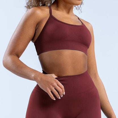 Soutien-gorge de yoga dos nu sans coutures, couleur unie, décontracté, pour femmes